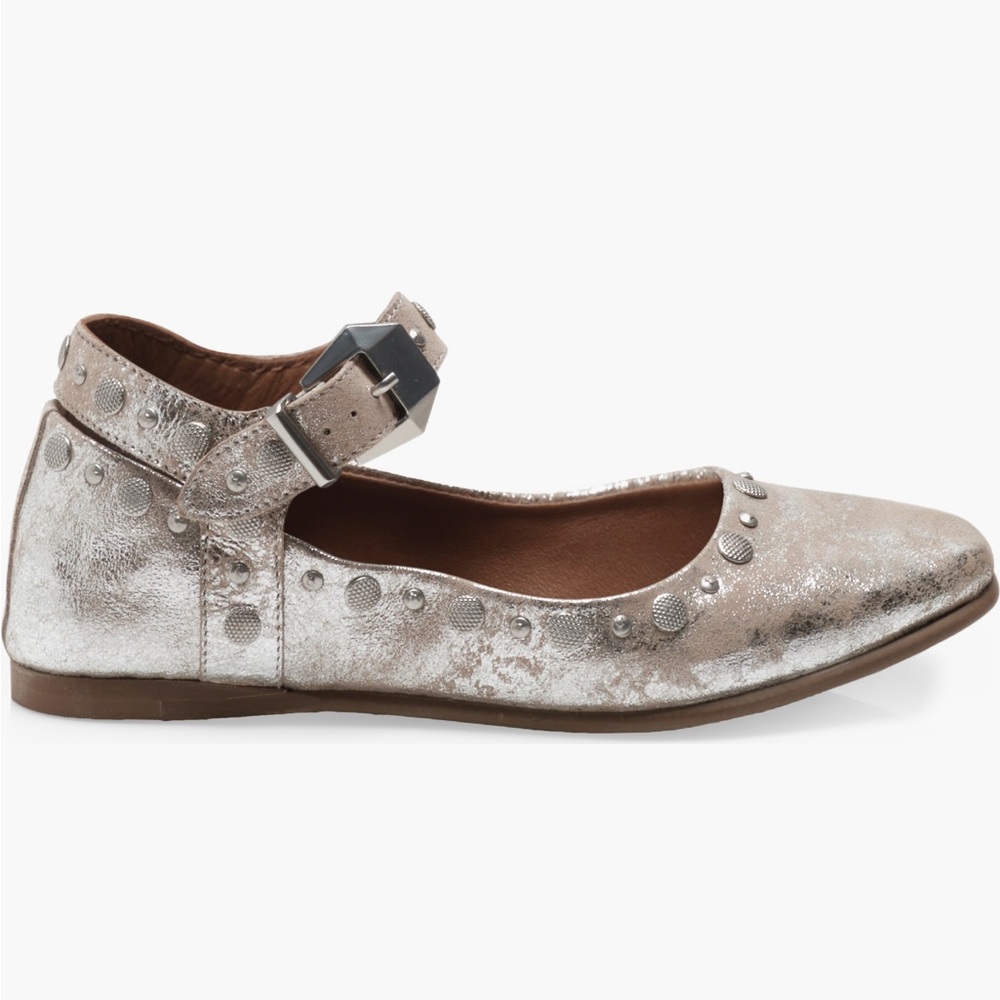 Free People Metallic Studded Leather Mystic Ballet Flats - Picture 2 of 7